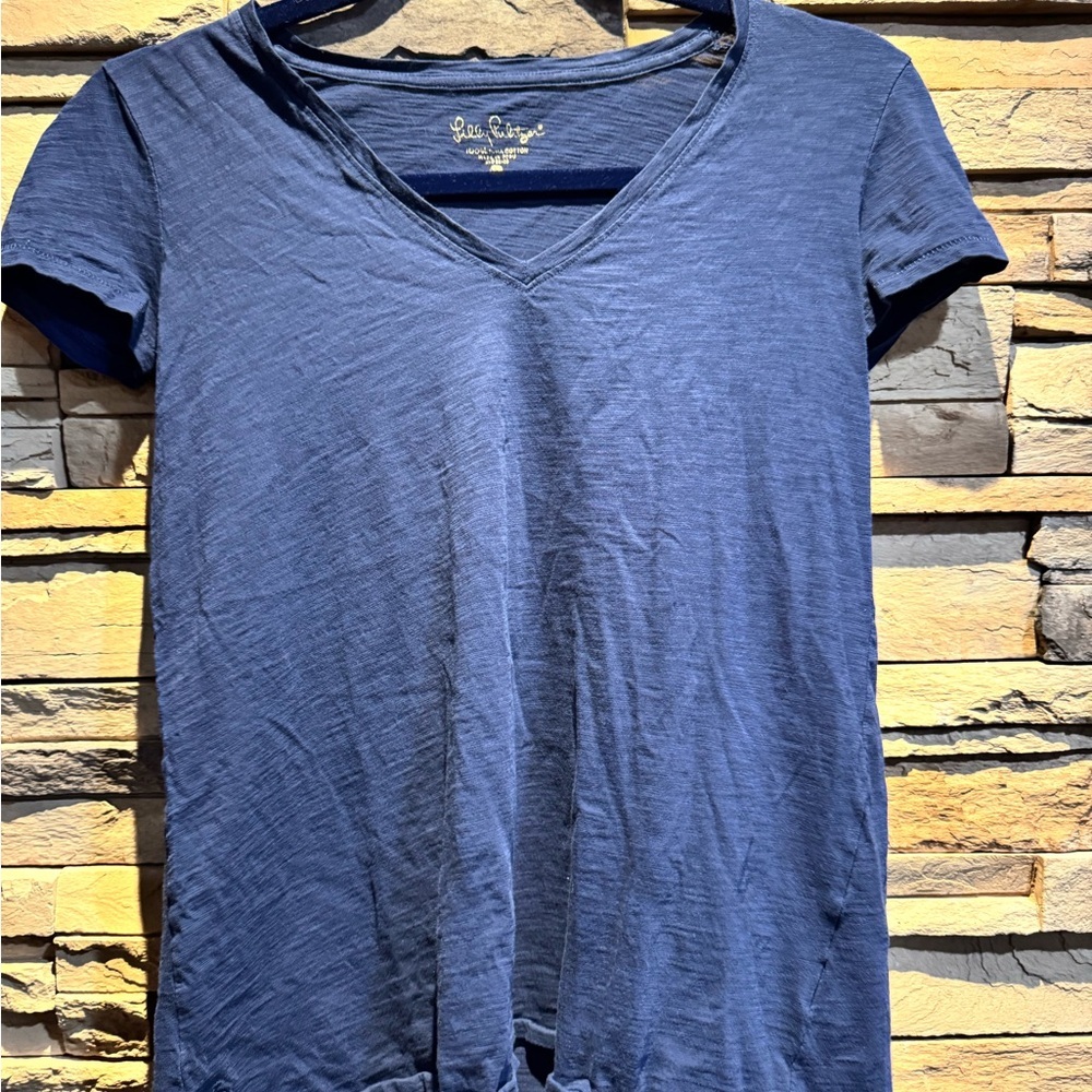 Lilly Pulitzer Women's Navy Blue V-Neck Top 100% Pima Cotton Size XXS